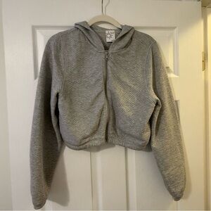Aerie Offline Cropped Gray Zip-Up Hoodie